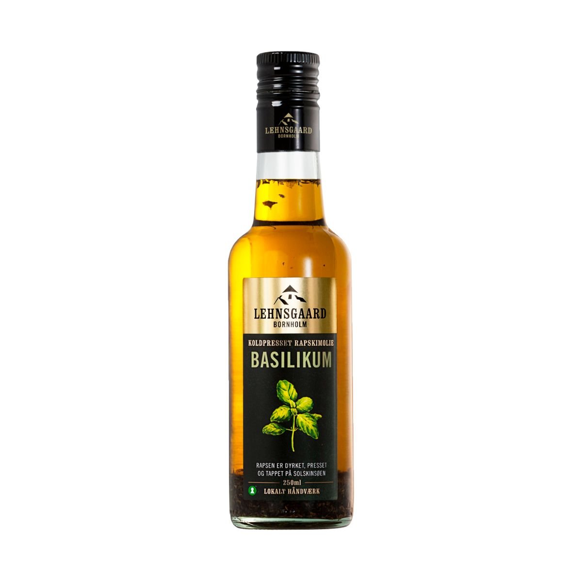 Koudgeperste koolzaadolie met basilicum van Lehnsgaard in fles van 250 ml
